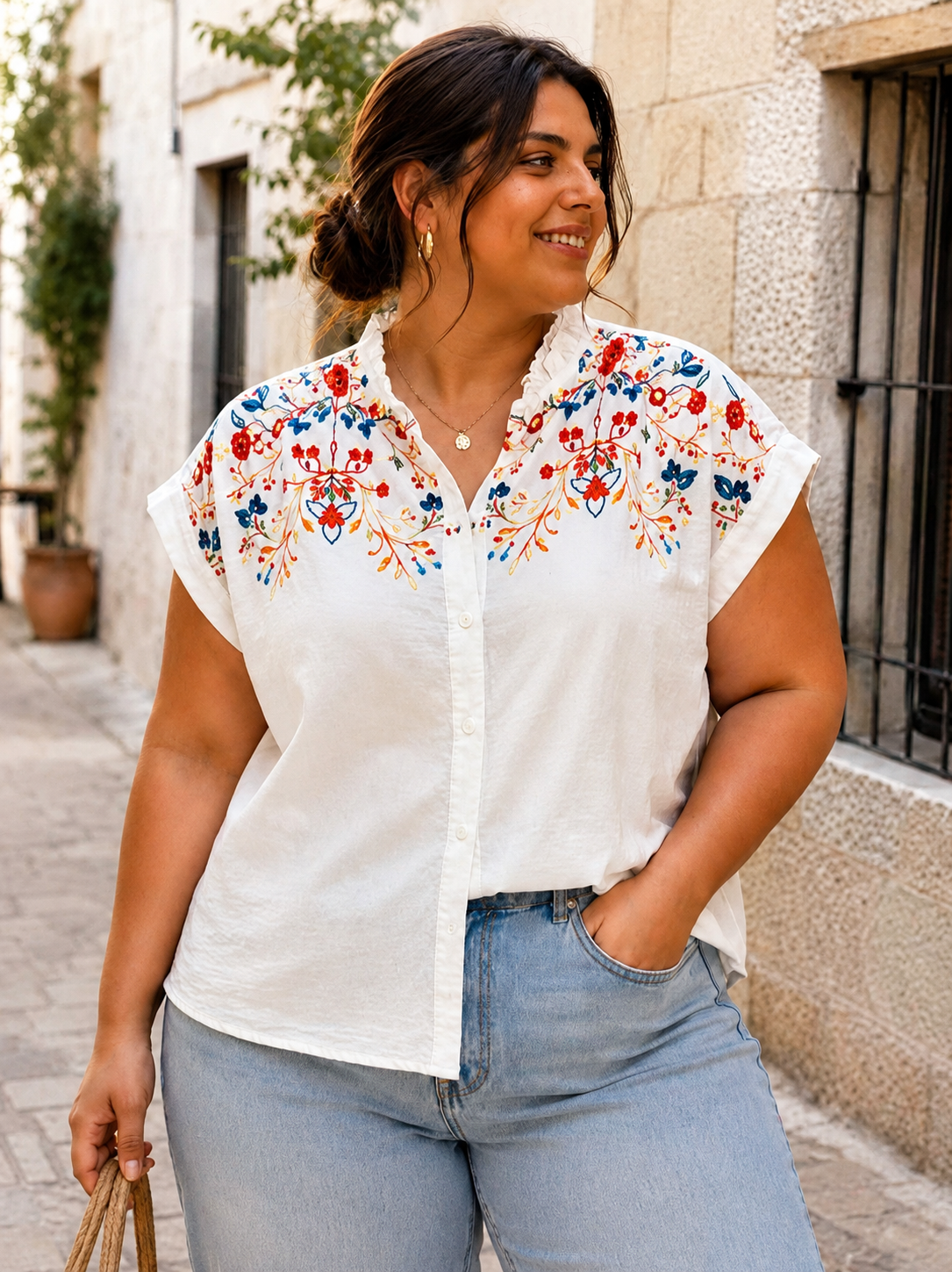 Chemise Alba – Broderies florales en coton