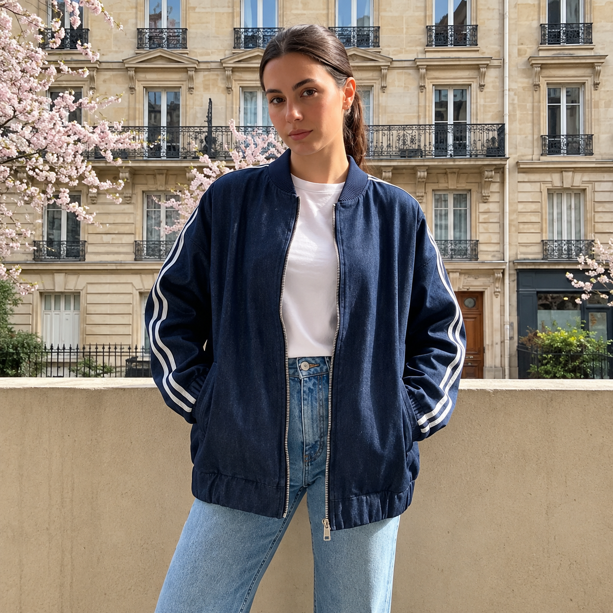 MADDIE — Veste bomber denim oversize