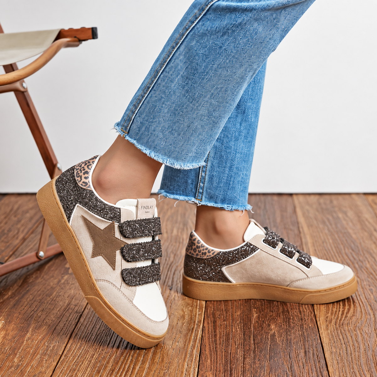 EDDIE — Baskets à scratchs glitter